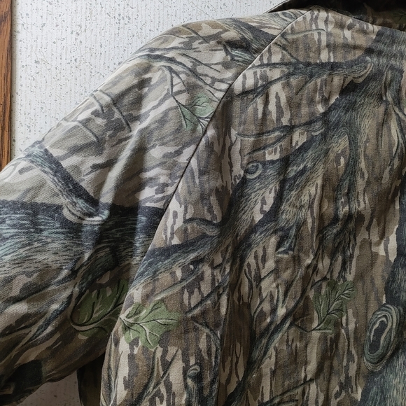 Vtg Mossy Oak Hunting Jacket Insulated Camo Tree XL Etched Button USA Made Clean - Picture 16 of 16